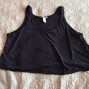 H & M Navy Blue Loose Crop Top